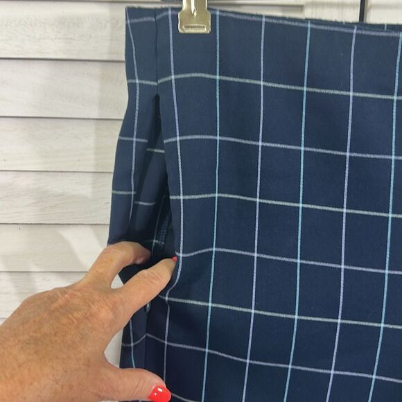 J Jill Pants Size 10 Blue Windowpane Plaid Essential Cotton Stretch Pull On - Picture 5 of 11